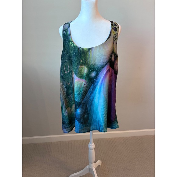 Minkpink Abstract Print‎ BOHO Tank Top Sleeveless Casual Blouse Medium - Picture 1 of 6